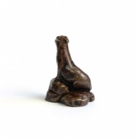 Miniature Bronze Sitting Otter Sculpture
