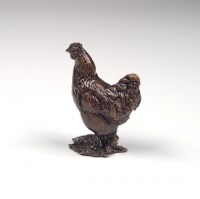 Miniature Bronze Chicken Sculpture