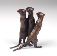 Miniature Bronze Meerkat Group Sculpture