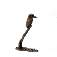 Miniature Bronze Kingfisher on Branch Sculpture