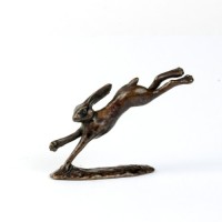 Miniature Bronze Leaping Hare Sculpture