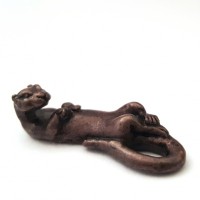 Miniature Bronze Otter on Back Sculpture