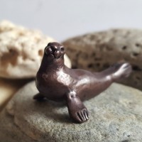 Miniature Bronze Seal Pup Sculpture