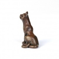 Miniature Bronze Sitting Cat Sculpture