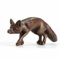 Miniature Bronze Walking Fox Sculpture