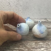 Tiny Stoneware Bottles with Overlapped Glaze - Set of Three