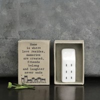 Tiny porcelain matchbox house - Home is where love resides...